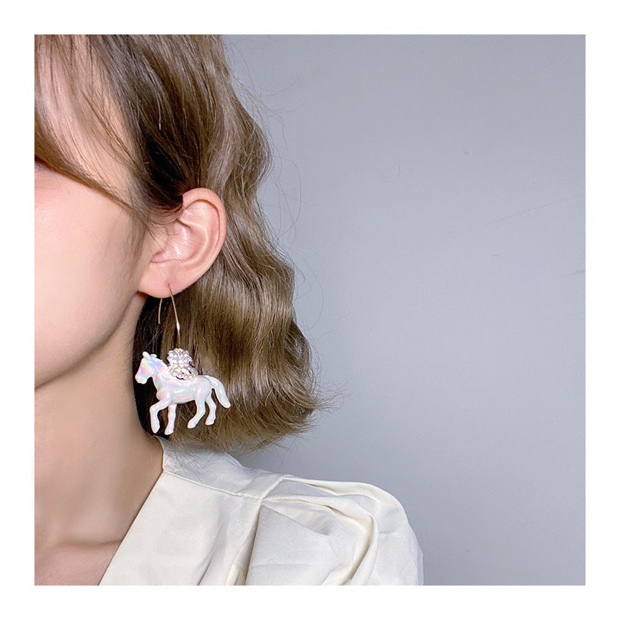 Resin Unicorn Pink Pearl Earrings (Minimo de compra 2) MIC-LinC003