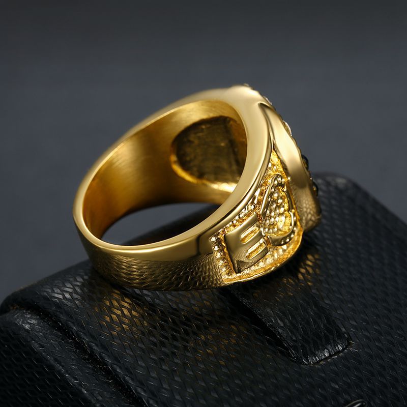 Stainless Steel Hip Hop Band Gold Plated Ring MIC-FuY001