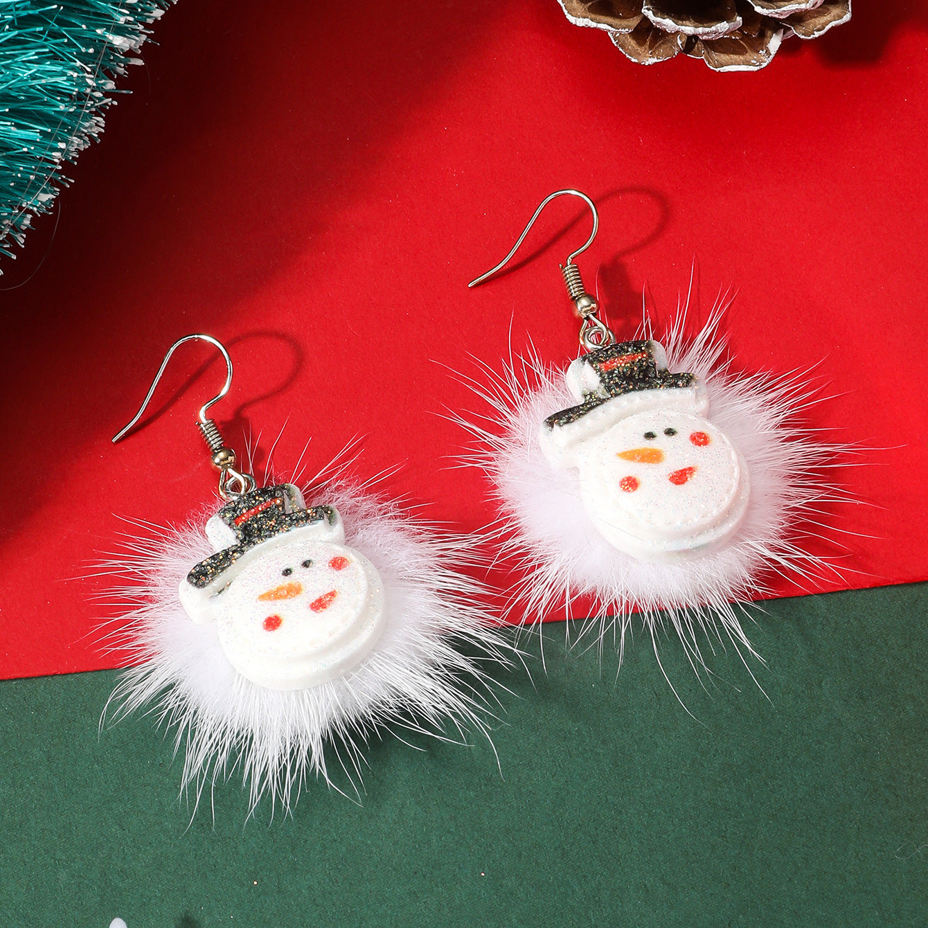 Acrylic Christmas Santa Claus Earrings MIC-JunJ025