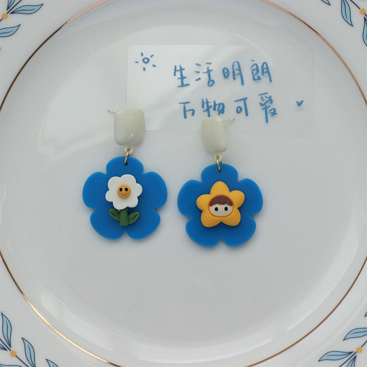 Alloy three-dimensional flower earrings MIC-QingJ032