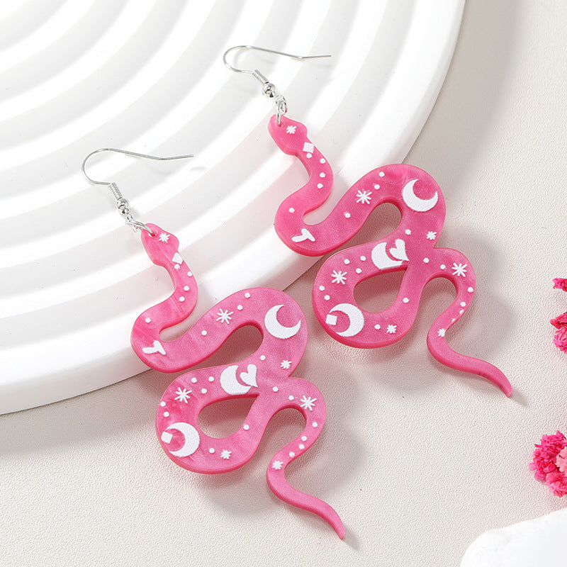 Acrylic Python Star Moon Earrings MIC-KaiQ019