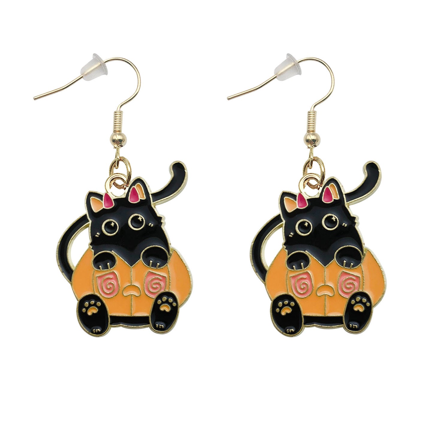 Alloy Halloween Cute Cat Pumpkin Earrings (Minimo de compra 5) MIC-OuL012