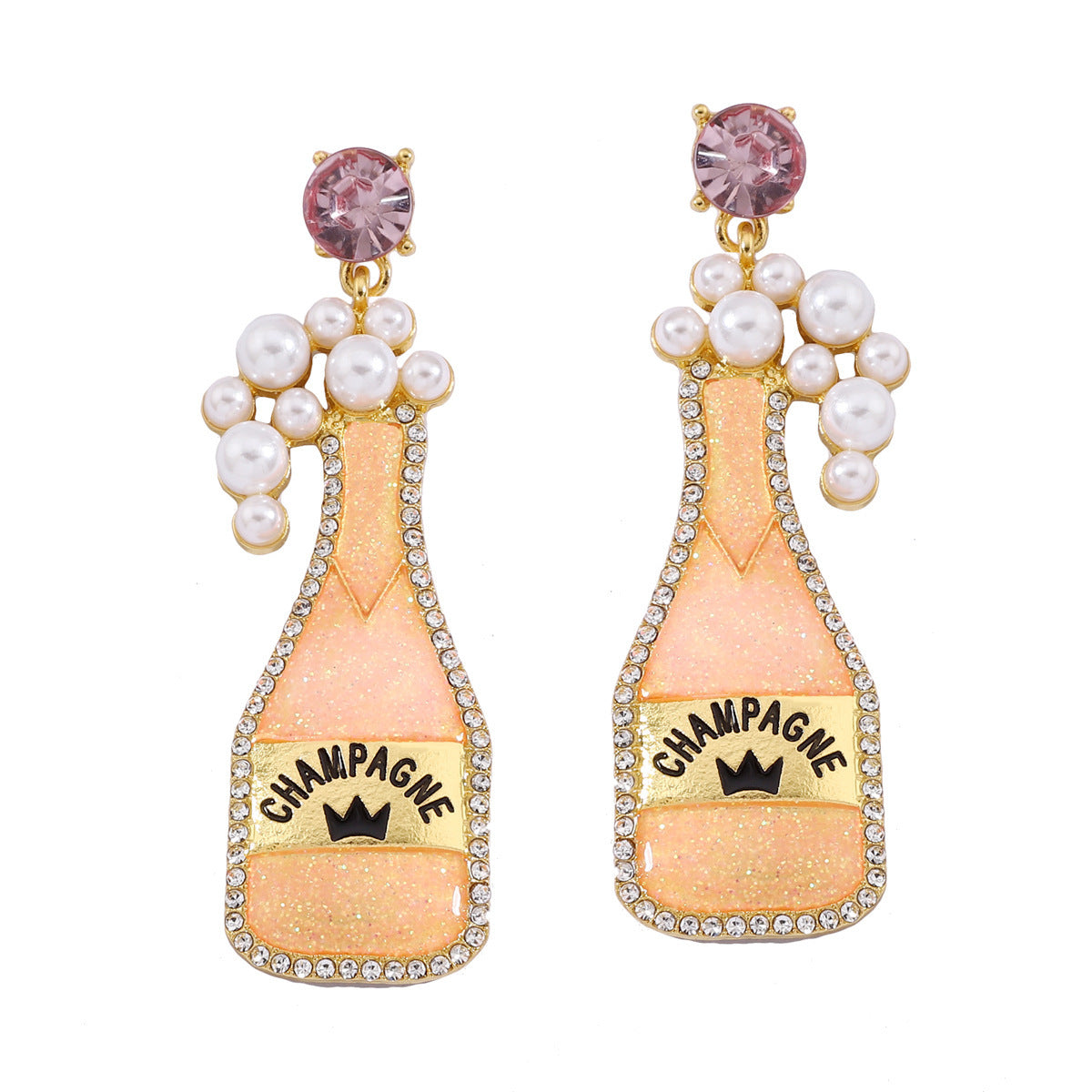 Alloy Pearl Wine Bottle Earrings (Minimo de compra 5) MIC-MiX003