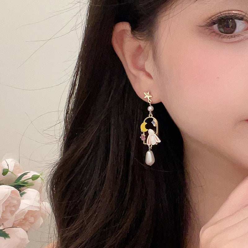 Alloy hollow pearl earrings MYA-BLD104