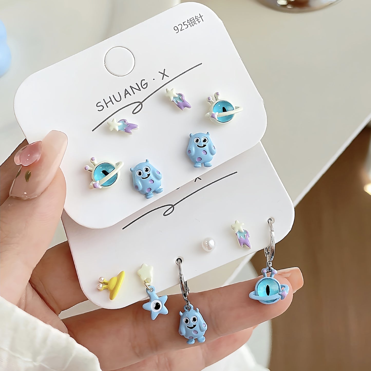 Alloy blue small monster earrings MYA-ShuangX038