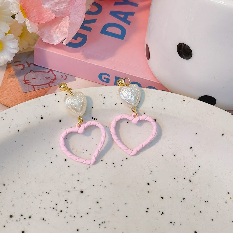 Alloy macaron pink earrings (Minimo de Compra 5) MIC-JiuY062