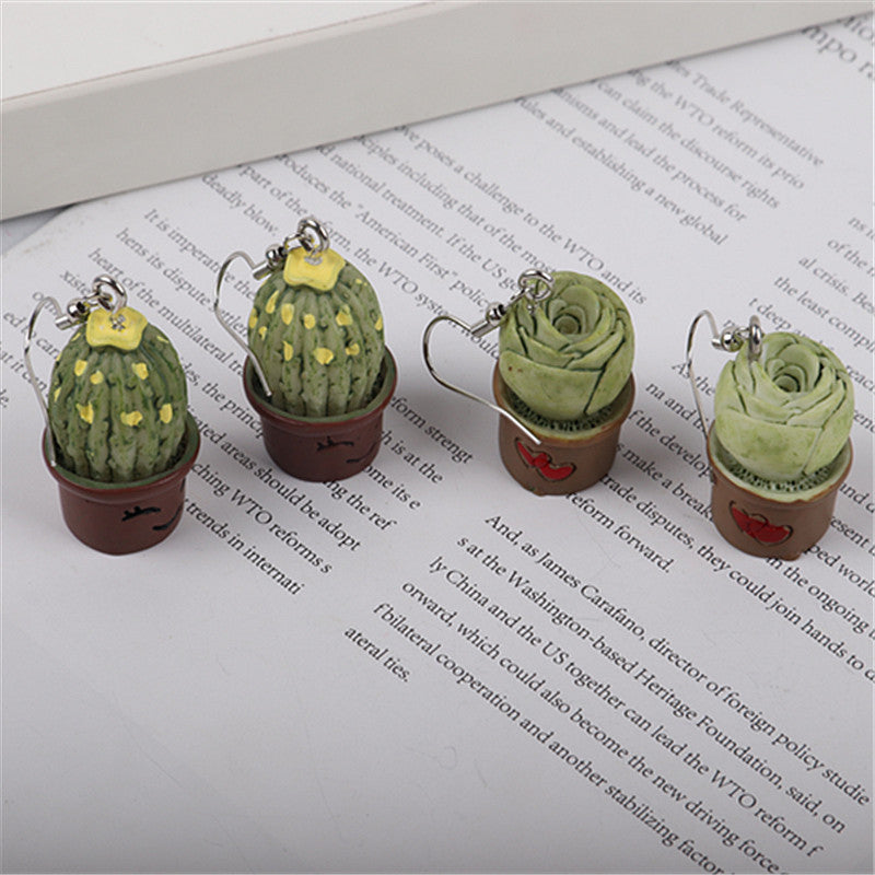 Acrylic plant potted cactus earrings MIC-ChouD036