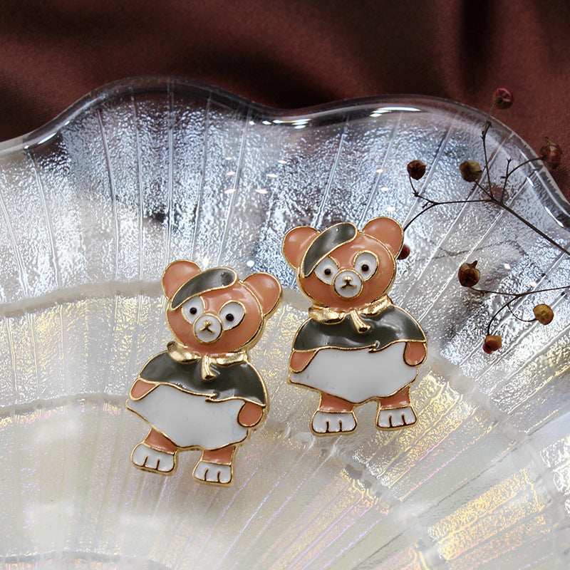 Alloy cartoon animal bear earrings MYA-XinT017