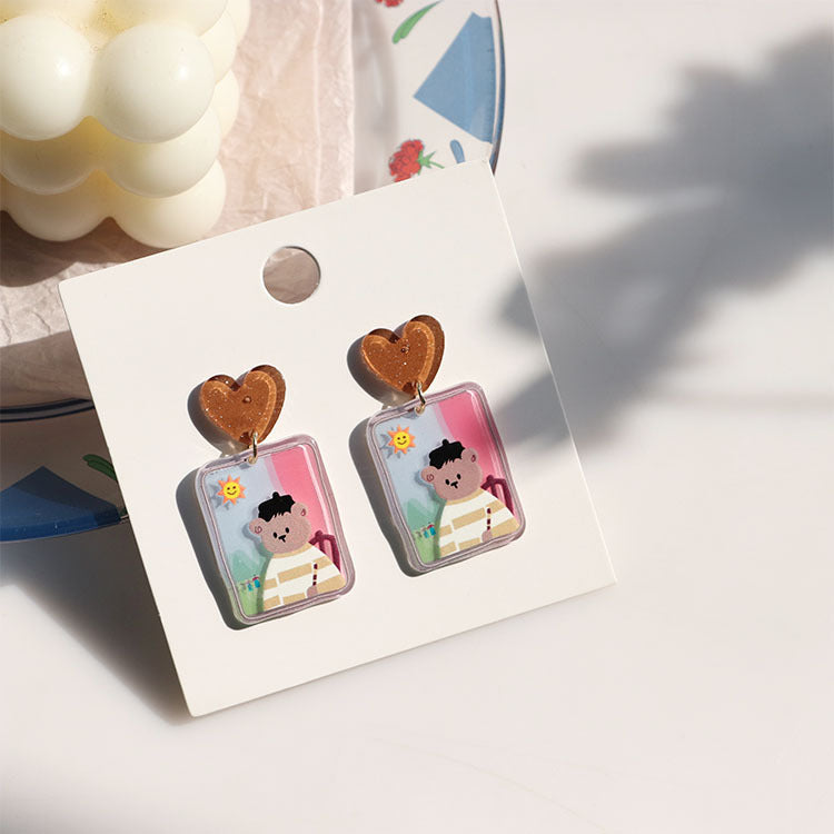 Acrylic relief painted cute earrings (Minimo de Compra 2) MIC-XiM052