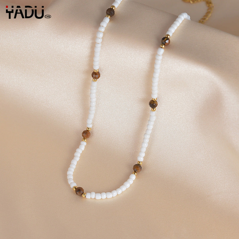 Stainless Steel Beaded Round Necklace  (Minimo de Compra 2) MYA-YanC004