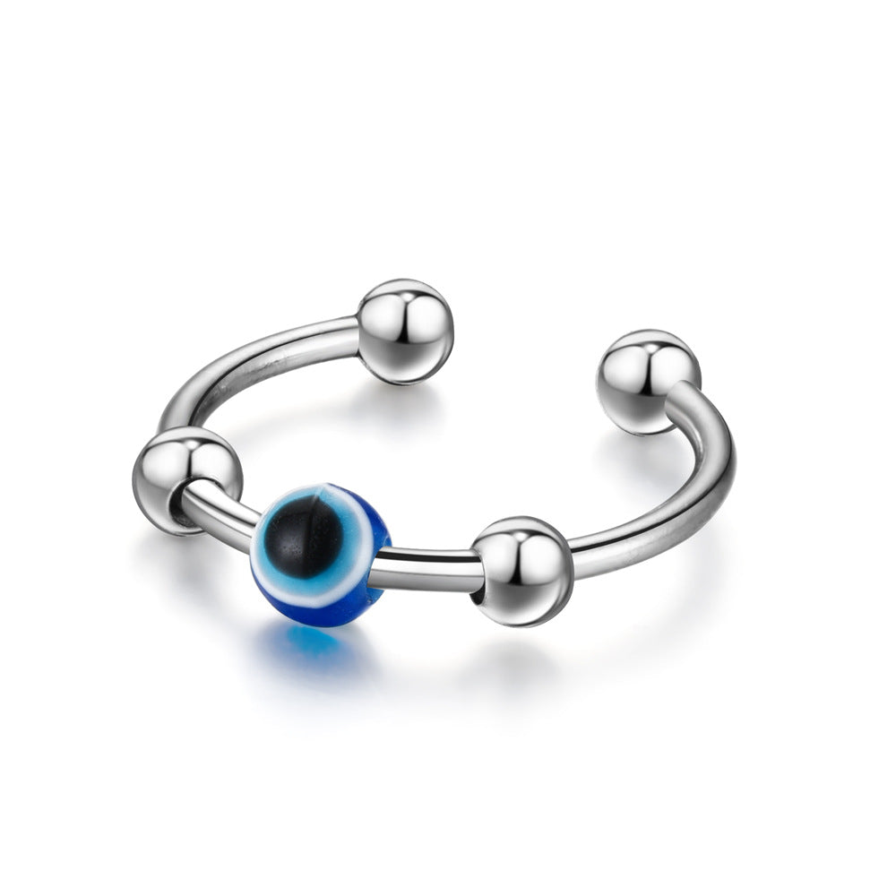 Decompression Demon Eye Rotating Stainless Steel Ring TS096