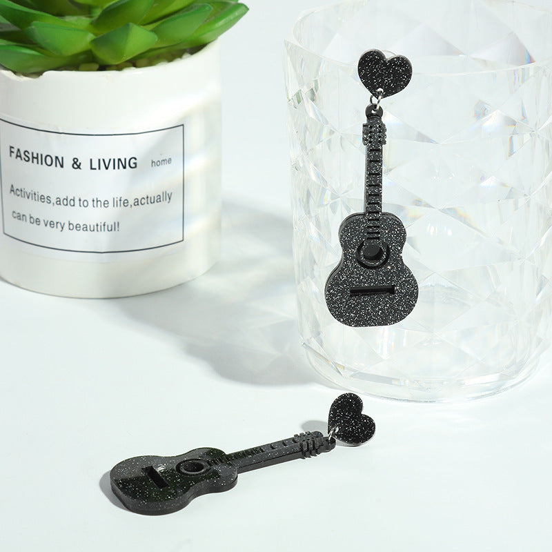 Alloy hip-hop guitar earrings (Minimo de compra 2) MIC-MingX012