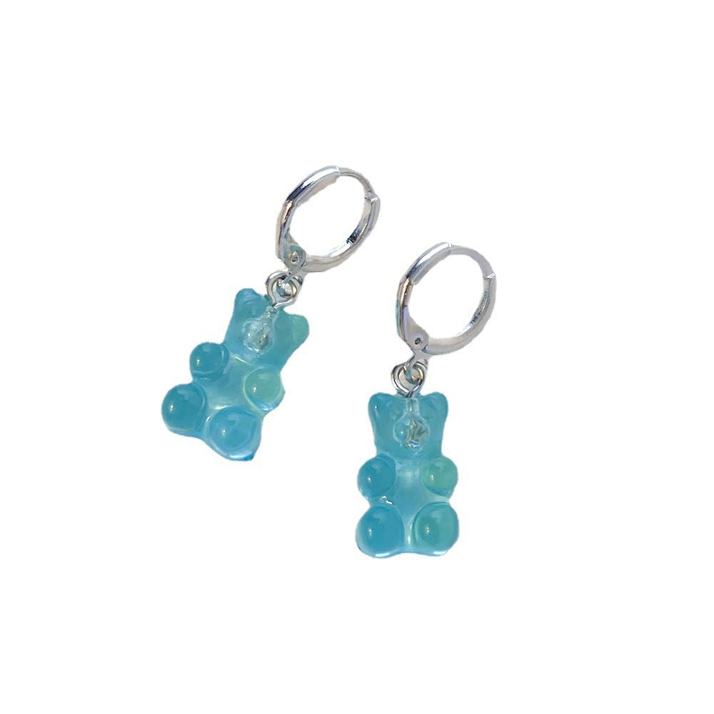 Alloy Multi Color Gradient Bear Earrings (Minimo de Compra 2) MIC-YingM017