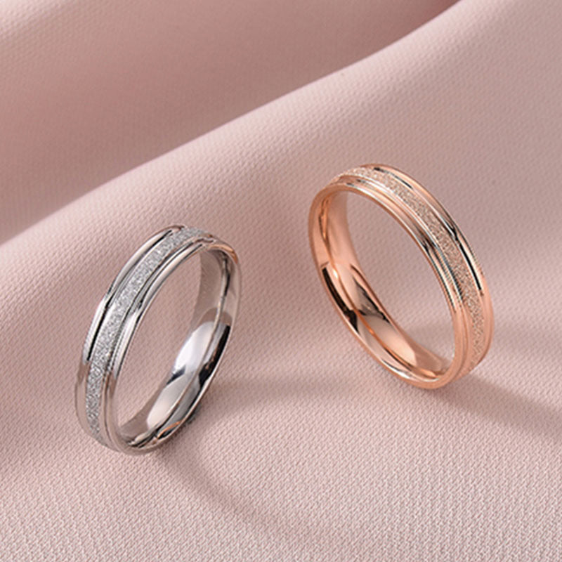 Matte stainless steel couple ring MuY010