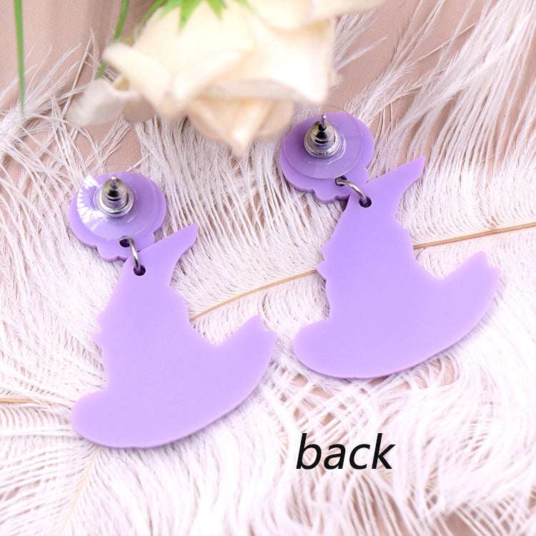 Acrylic Halloween Witch Hat Earstuds (Minimo de compra 5) MIC-XiaoY043