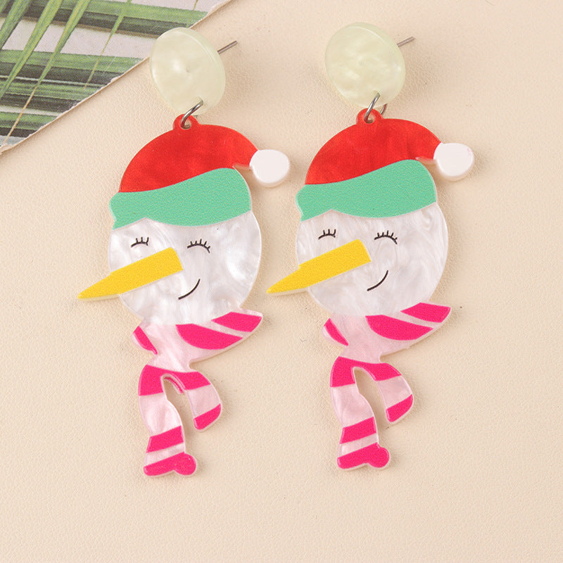 Acrylic Cup Snowman Earrings MIC-DuA095