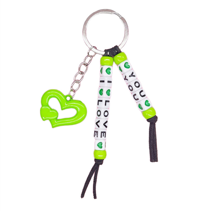 Keychains Acrylic Alloy Bohemia I LOVE YOU MIC-RRui001