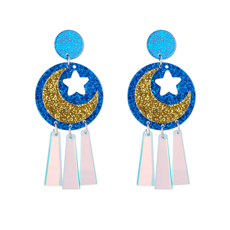 Acrylic circular geometric star earrings MYA-XiY001