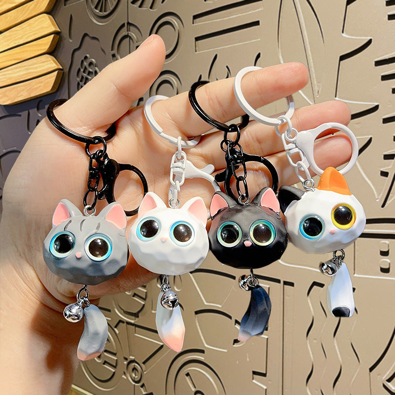 PVC cartoon three-dimensional big eyed cat keychain MIC-LanC016