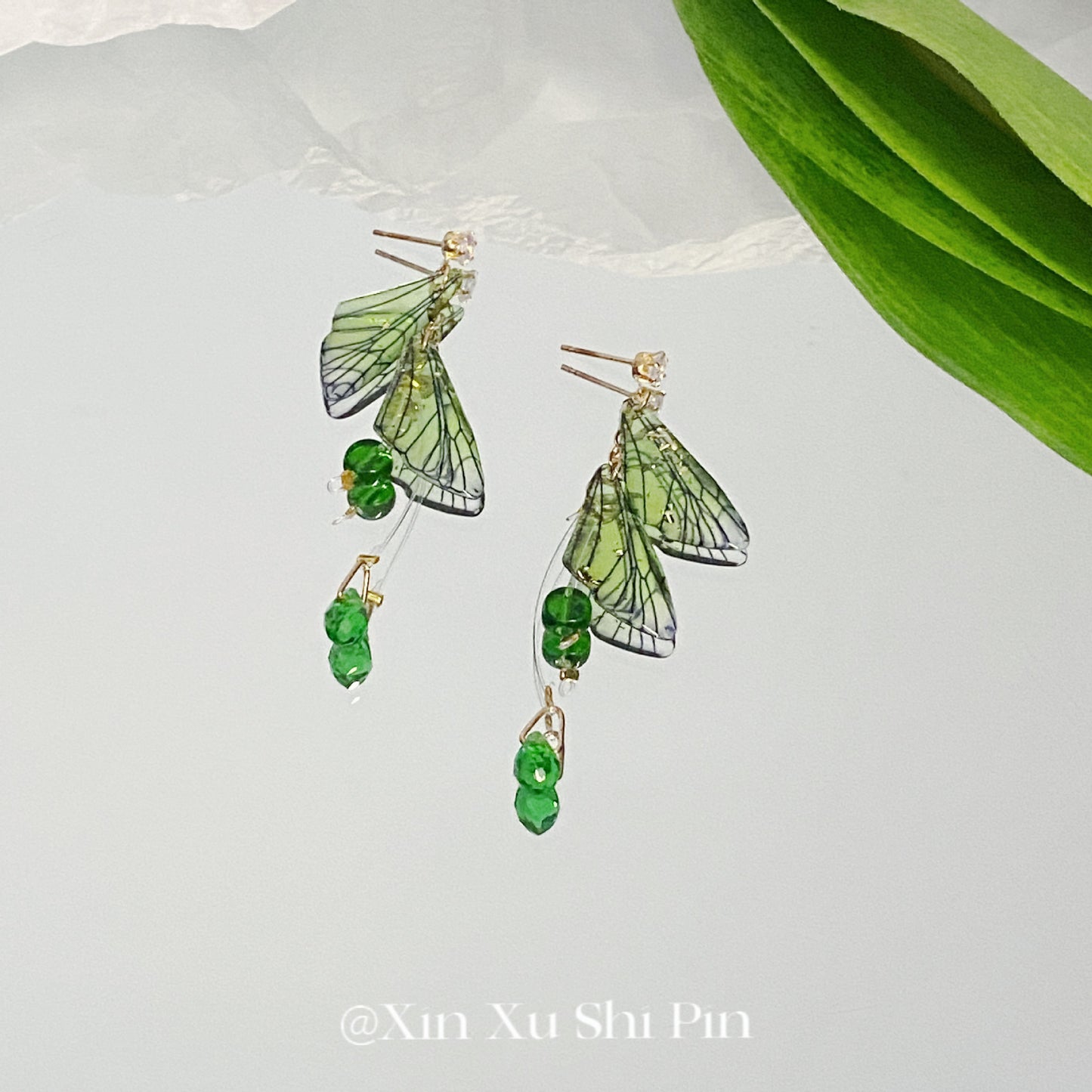 Alloy green cicada wing tassel earrings (Minimo de Compra 2) MIC-XinXu007