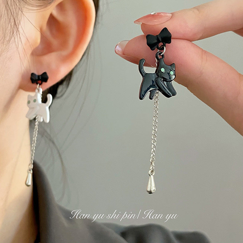 Alloy Asymmetric Cat Earrings (Minimo de Compra 3) MIC-HanY022