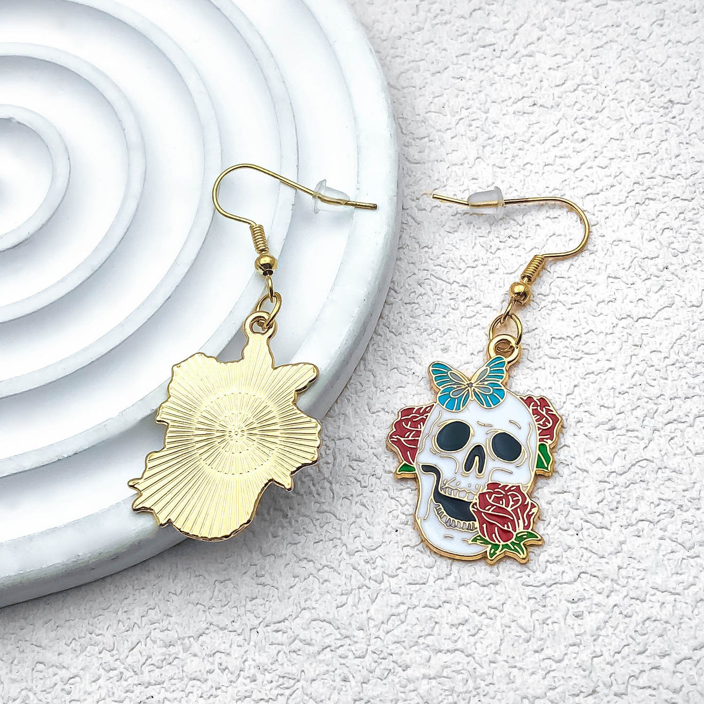 Alloy Halloween Skull Rose Earrings (Minimo de compra 5) MIC-OuL006