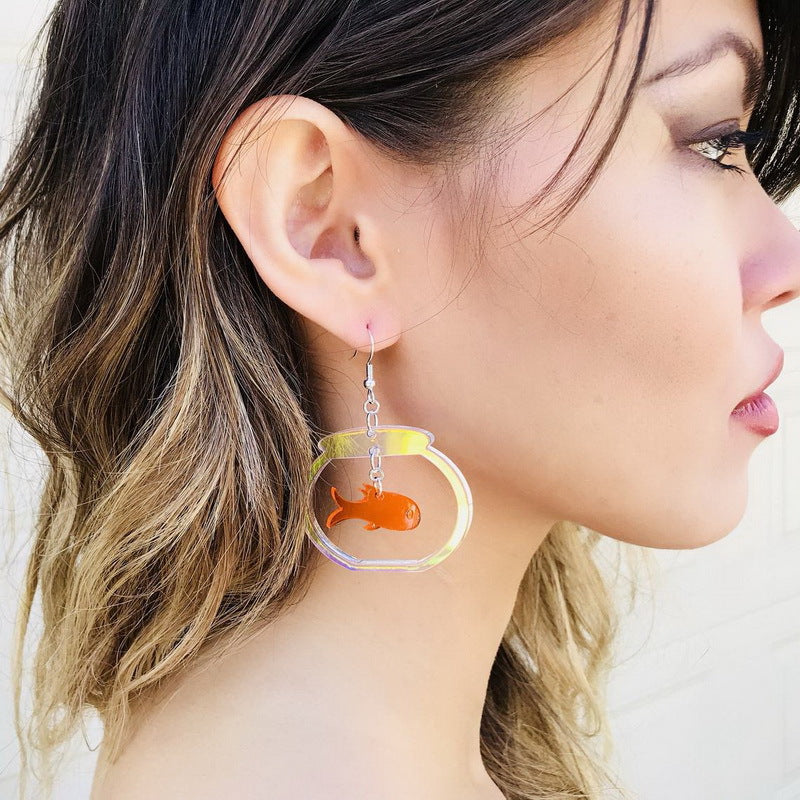 Acrylic goldfish tank goldfish earrings MIC-XueP156