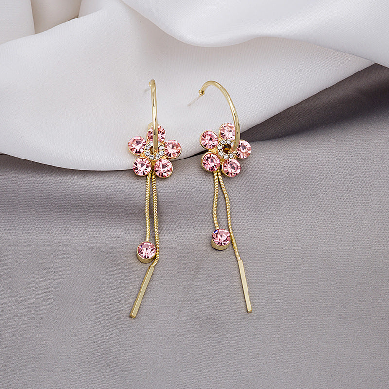 Alloy Flower Butterfly Crystal Earrings MIC-MDD109