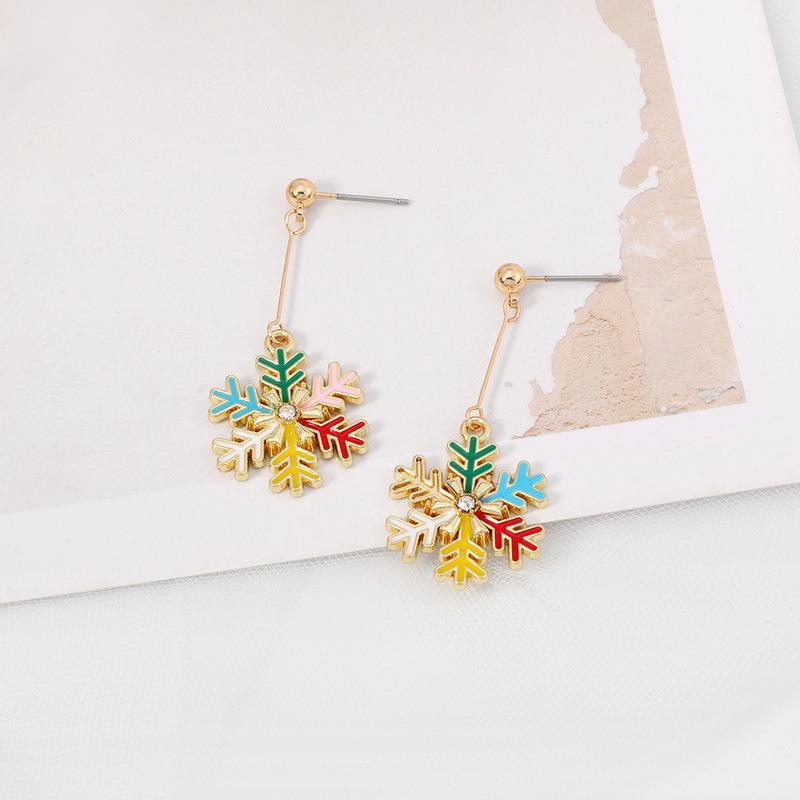 Alloy Christmas snowflake diamond earrings (Minimo de Compra 2)  MIC-YingH008