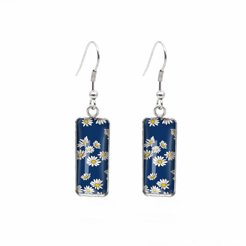 earrings stainless steel chrysanthemum square Minimo de compra 2 xiangl017