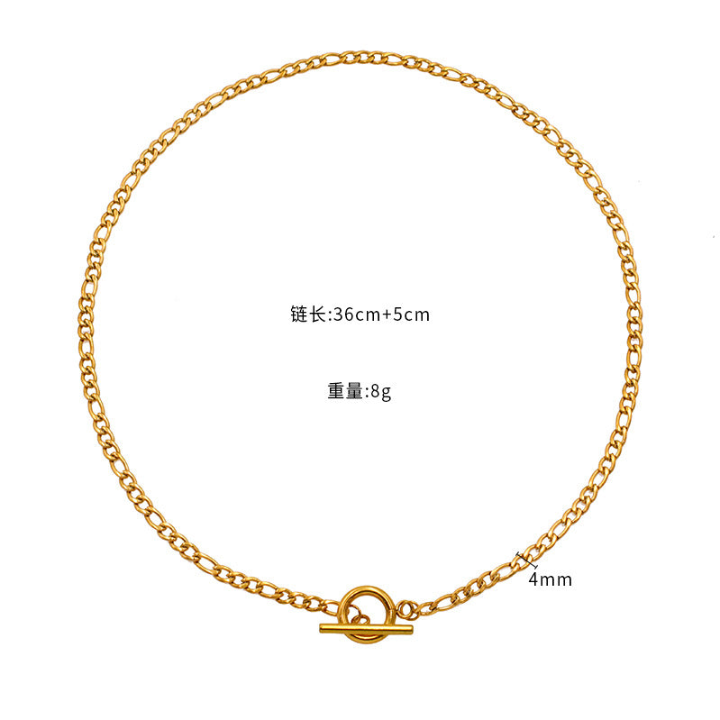 Stainless steel gold-plated Cuban OT buckle necklace MYA-XuanJ043