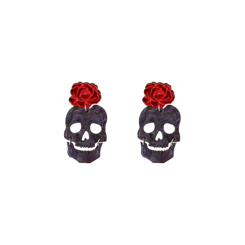 Acrylic Skull Rose Earrings MYA-ChiC027