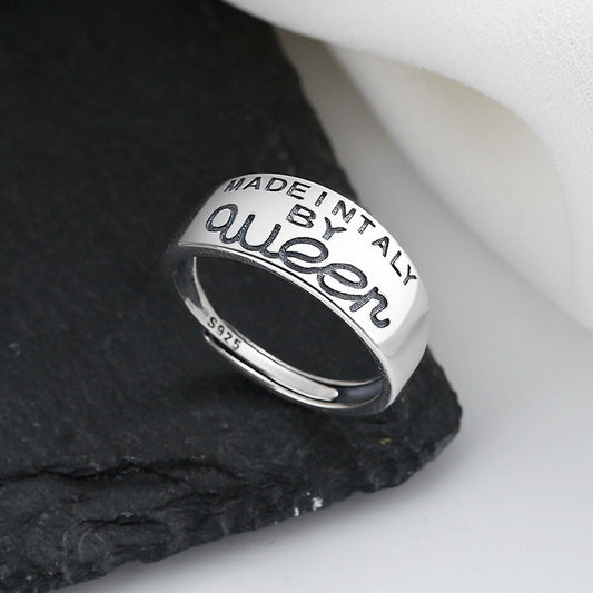 S925 sterling silver ins English letter ring US-YTH002