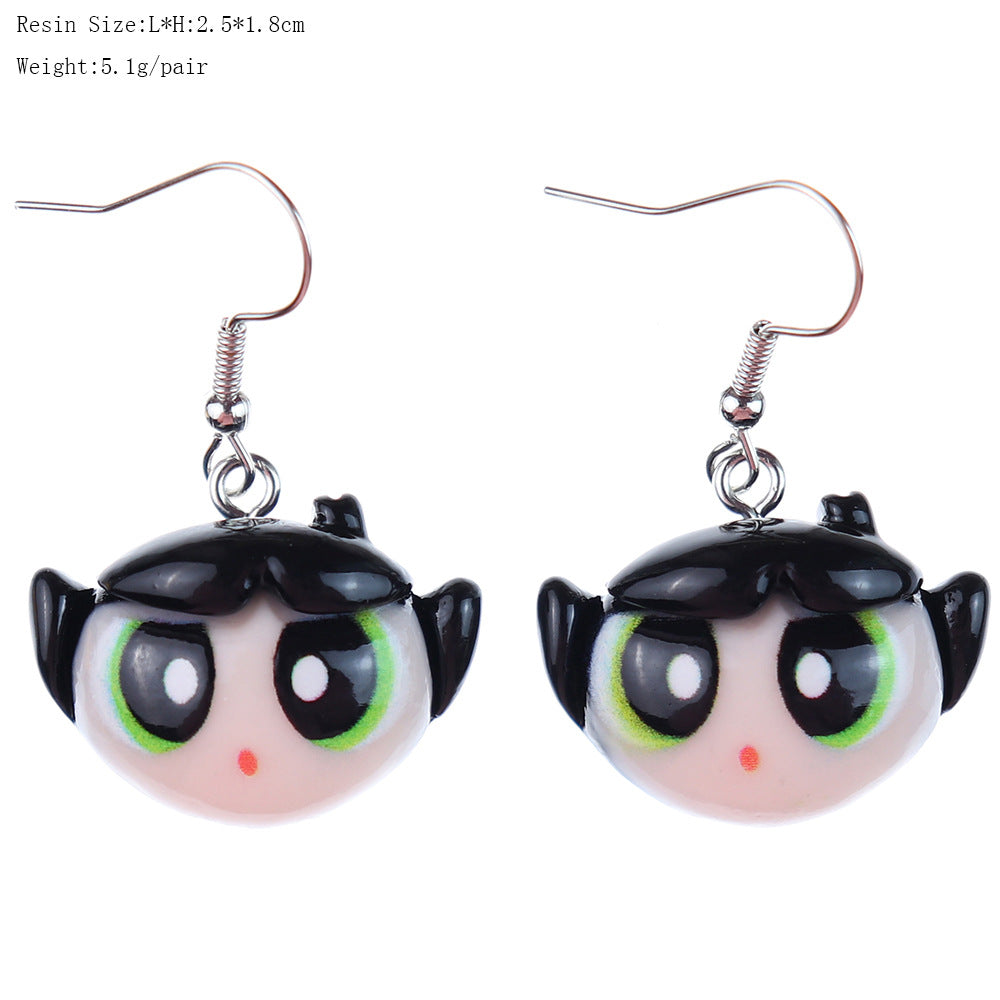 Alloy Bright Face Cartoon Cool Girl Earrings MIC-NiQ047