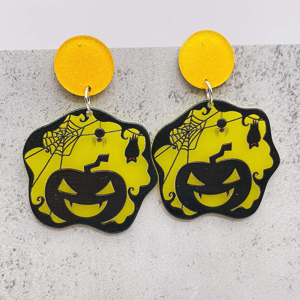 Acrylic Halloween Pumpkin Ghost Earrings (Minimo de Compra 2) MIC-ChenY011