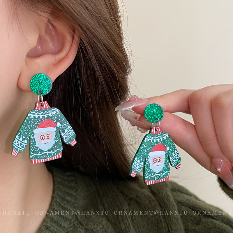 Alloy Christmas Snowman Sweater Earrings (Minimo de Compra 2) MIC-HanX004