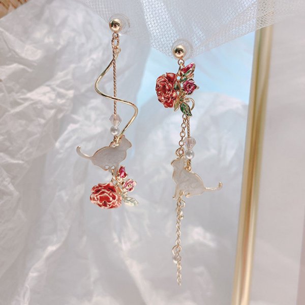 Alloy kitten flower earrings MIC-GangM006