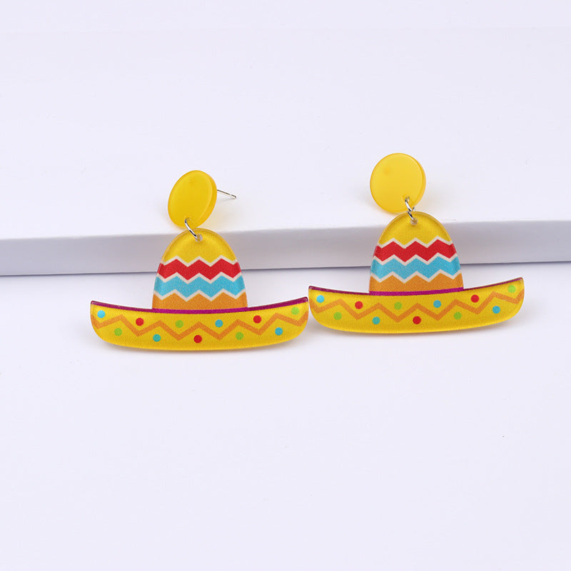 Acrylic Rainbow Boat Earrings MIC-DuA086