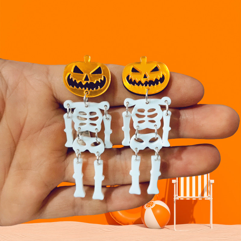 Acrylic Halloween Pumpkin Head Earrings MYA-XueP164