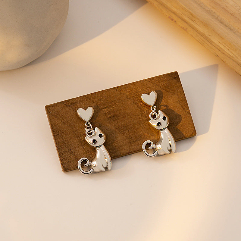 Alloy oil dripping cat earrings MIC-MDD140