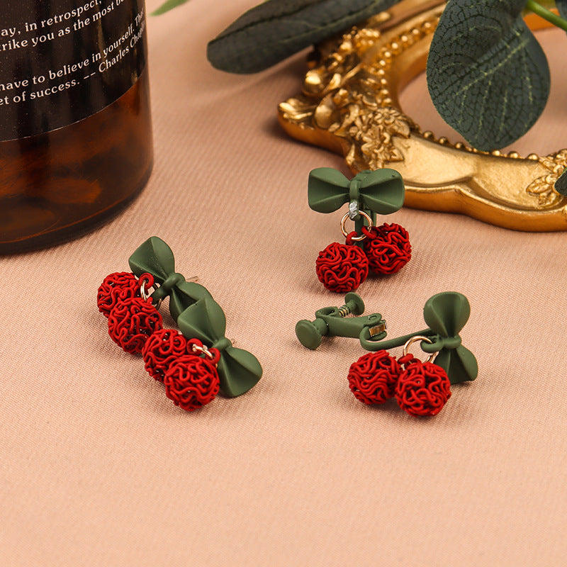 S925 silver needle cute cherry earrings Minimo de compra 2 MIC-LSY001