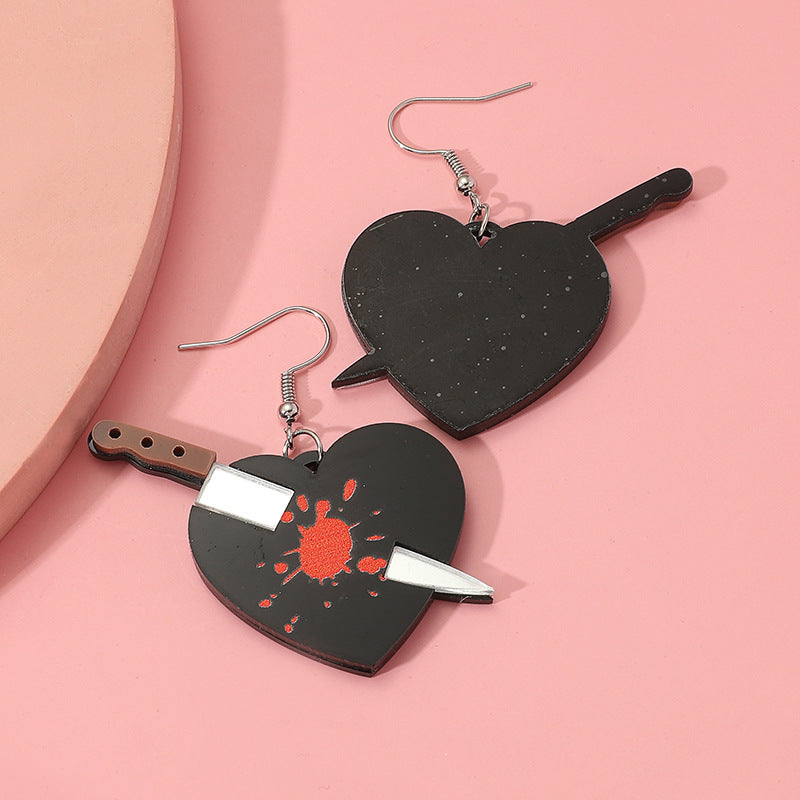 Acrylic Dark Dagger Bleeding Love Earrings MIC-KaiQ018