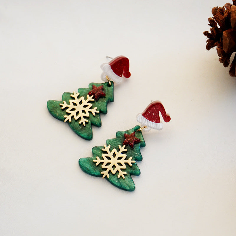 Alloy Christmas Tree Snowflake Earrings (Minimo de Compra 2) MIC-PingH040