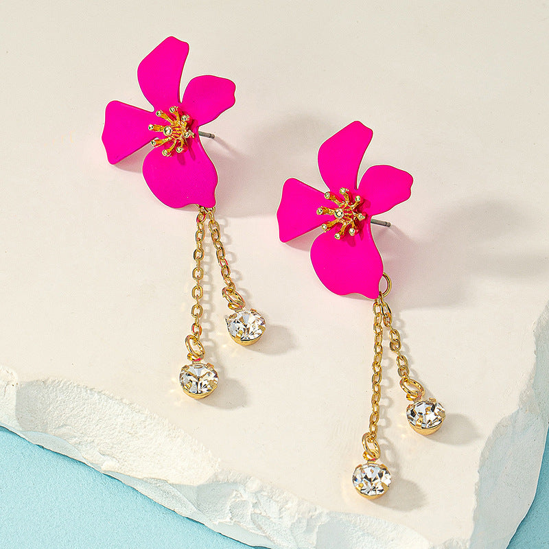 Acrylic candy colored exaggerated flower earrings MIC-AYN025