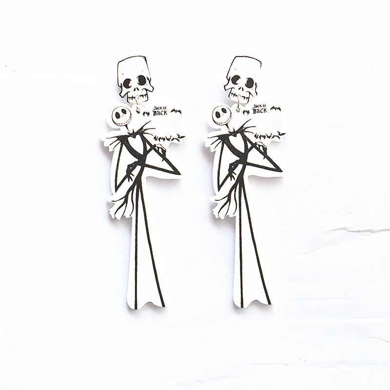 Acrylic Witch Spider Pumpkin Earrings MYA-XieN054