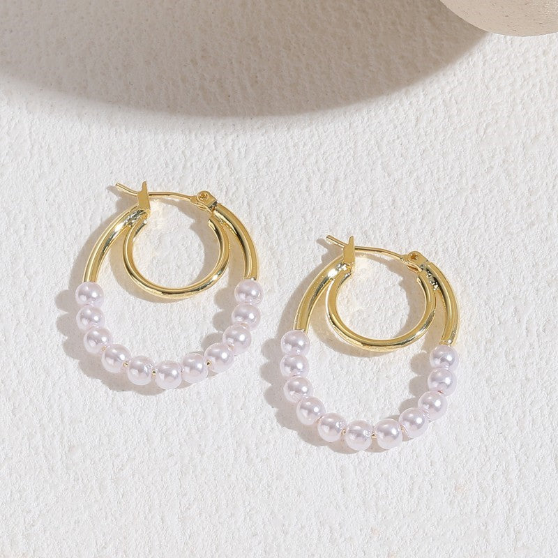 Alloy C-shaped pearl earrings (Minimo de Compra 2) MIC-YingS009