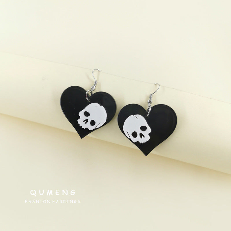 Acrylic love skull earrings (Minimo de compra 2) MIC-QinM003