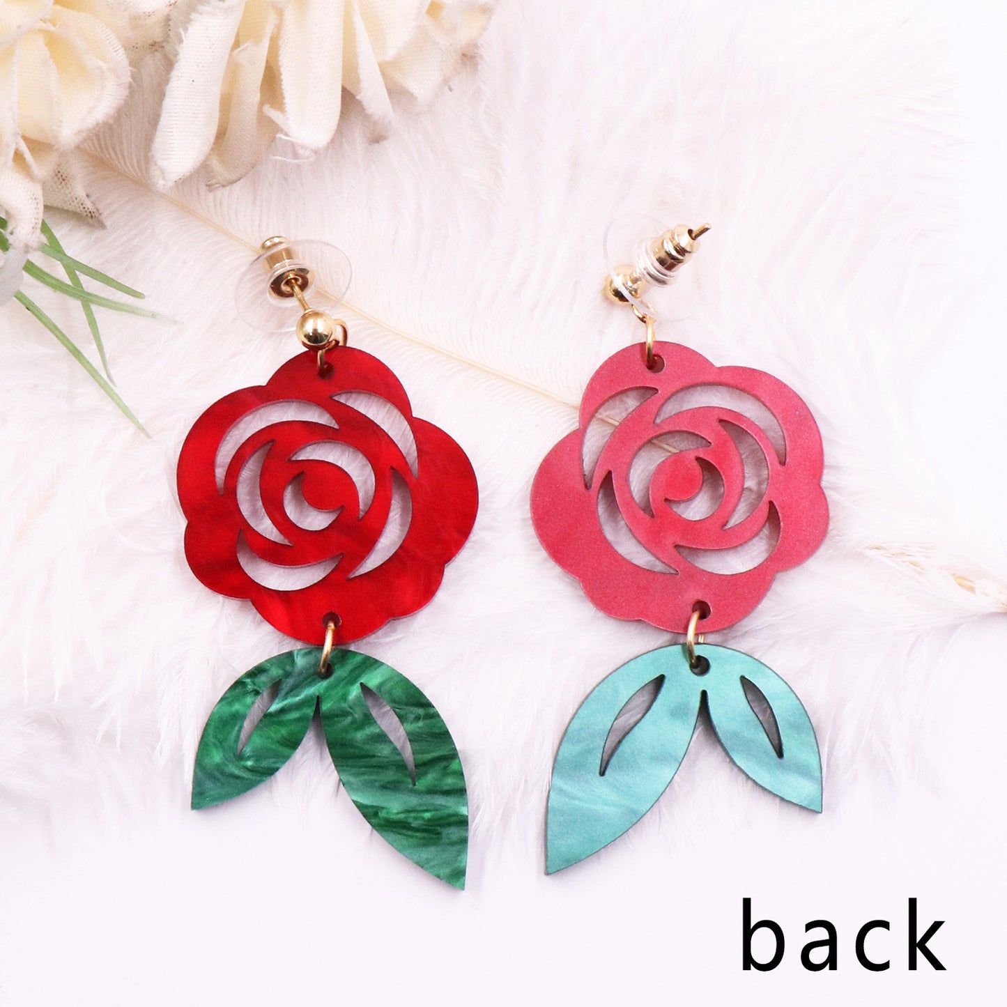 Alloy acrylic rose earrings (Minimo de compra 5) MIC-XiaoY086