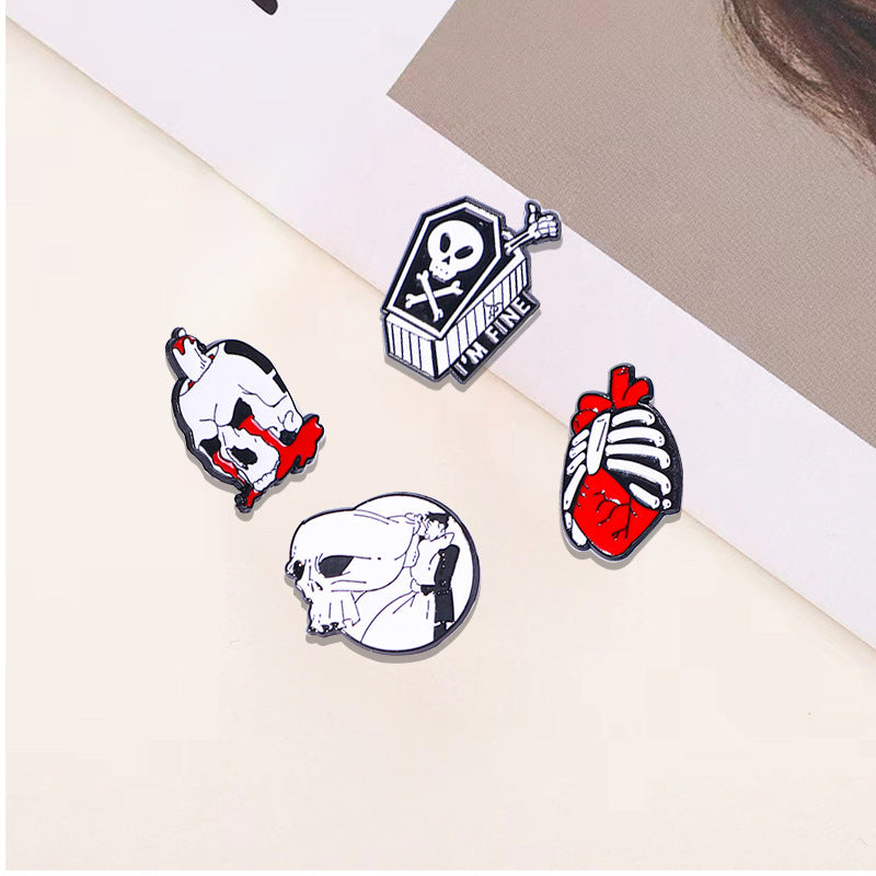 Alloy Halloween Funny Skull Head brooch MIC-YiN012