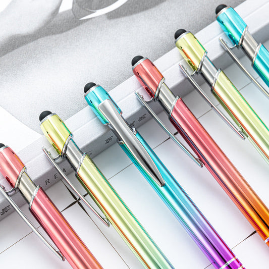 Ballpoint Pen Metal Touch Screen Gradient Color Push Gel Pen HongD004